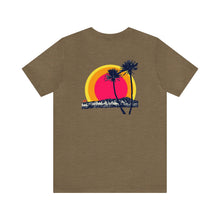 Load image into Gallery viewer, Unisex Tee: DH Palms Triple Sunset_Front & Back Print