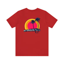 Load image into Gallery viewer, Unisex Tee: DH Palms Triple Sunset_Front & Back Print
