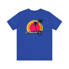 Load image into Gallery viewer, Unisex Tee: DH Palms Triple Sunset_Front & Back Print
