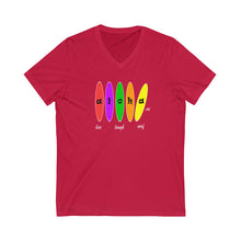 Load image into Gallery viewer, Unisex V-Neck Tee: Aloha Boards
