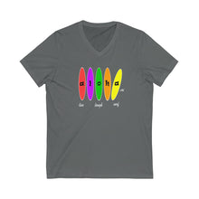 Load image into Gallery viewer, Unisex V-Neck Tee: Aloha Boards