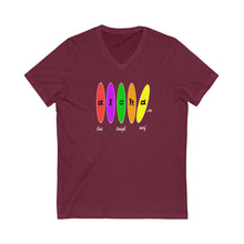 Load image into Gallery viewer, Unisex V-Neck Tee: Aloha Boards