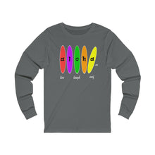 Load image into Gallery viewer, Unisex Long Sleeve Tee: Aloha Boards_Front Print