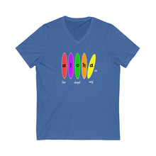 Load image into Gallery viewer, Unisex V-Neck Tee: Aloha Boards