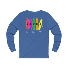 Load image into Gallery viewer, Unisex Long Sleeve Tee: Aloha Boards_Front & Back Print