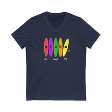 Load image into Gallery viewer, Unisex V-Neck Tee: Aloha Boards