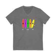 Load image into Gallery viewer, Unisex V-Neck Tee: Aloha Boards