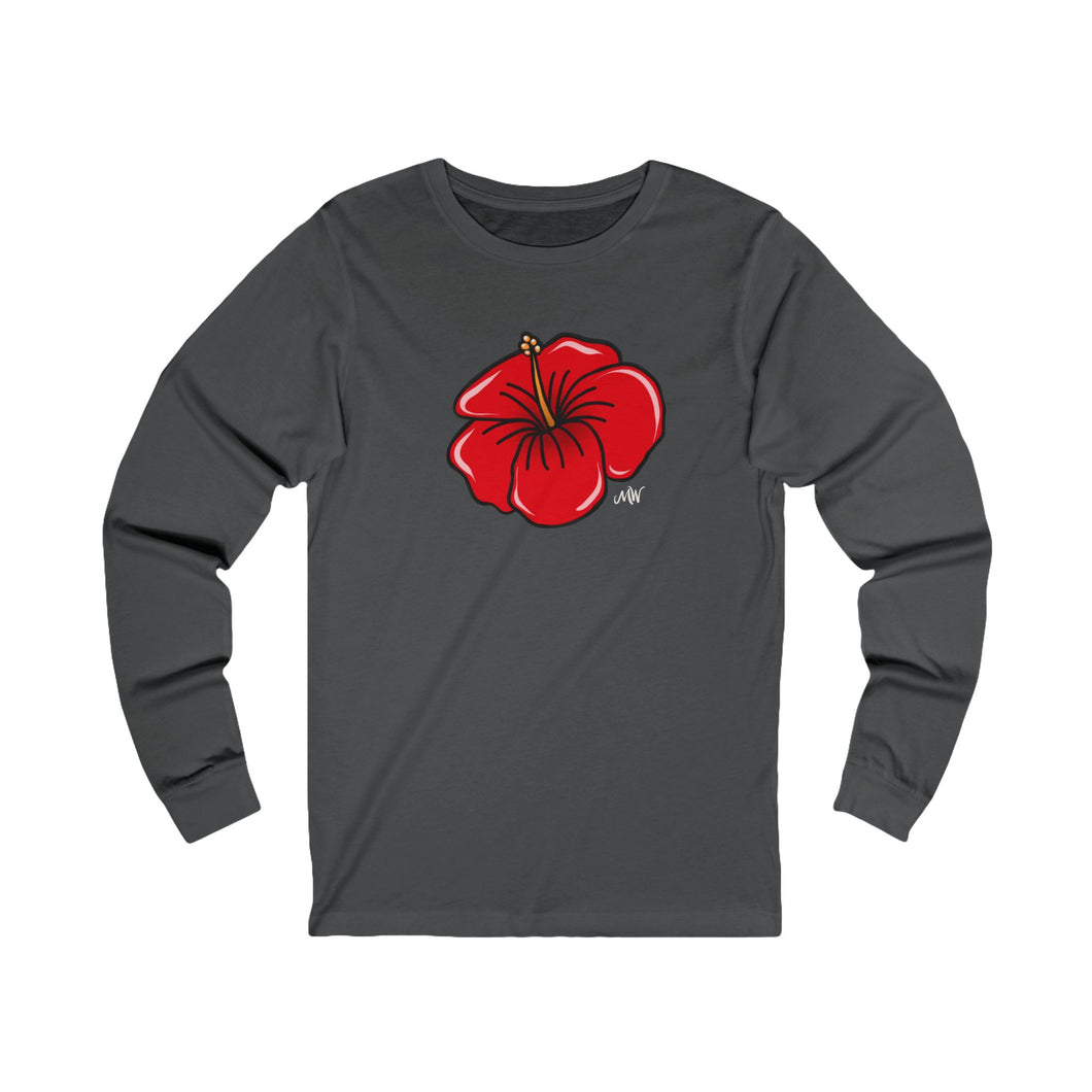 Unisex Long Sleeve Tee: Hibiscus_Front Print