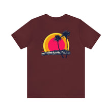 Load image into Gallery viewer, Unisex Tee: DH Palms Triple Sunset_Front &amp; Back Print
