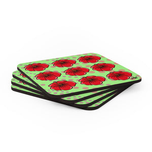 Hibiscus Coaster Set_Lime