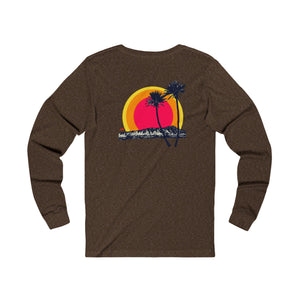 Unisex Long Sleeve Tee: DH Palms Triple Sunset_Front & Back Print