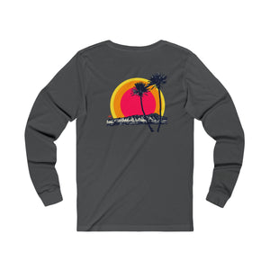 Unisex Long Sleeve Tee: DH Palms Triple Sunset_Front & Back Print