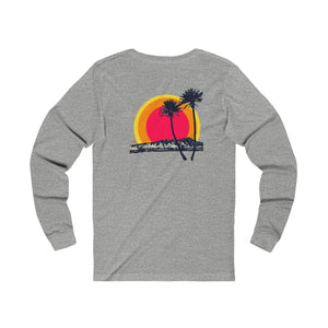 Unisex Long Sleeve Tee: DH Palms Triple Sunset_Front & Back Print