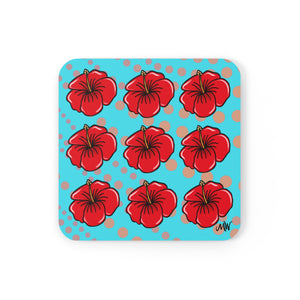 Hibiscus Coaster Set_Aqua