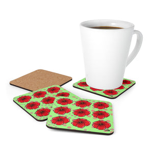 Hibiscus Coaster Set_Lime