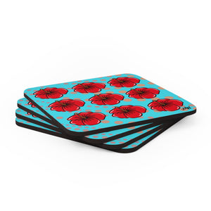 Hibiscus Coaster Set_Aqua