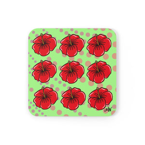 Hibiscus Coaster Set_Lime