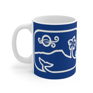 Diamond Head Dancing Whale Mug_Indigo