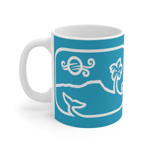 Diamond Head Dancing Whale Mug_Torquoise