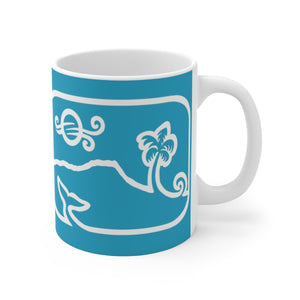 Diamond Head Dancing Whale Mug_Torquoise