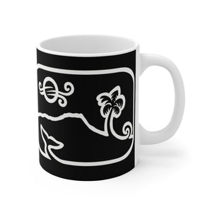 Diamond Head Dancing Whale Mug_Black