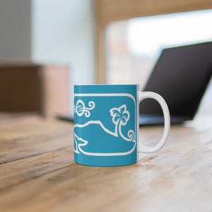 Diamond Head Dancing Whale Mug_Torquoise