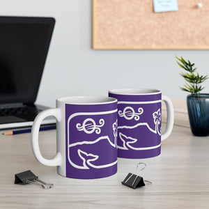 Diamond Head Dancing Whale Mug_Eggplant