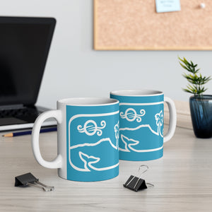 Diamond Head Dancing Whale Mug_Torquoise