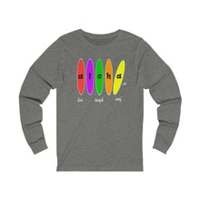 Load image into Gallery viewer, Unisex Long Sleeve Tee: Aloha Boards_Front Print
