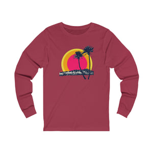 Unisex Long Sleeve Tee: DH Palms Triple Sunset_Front Print