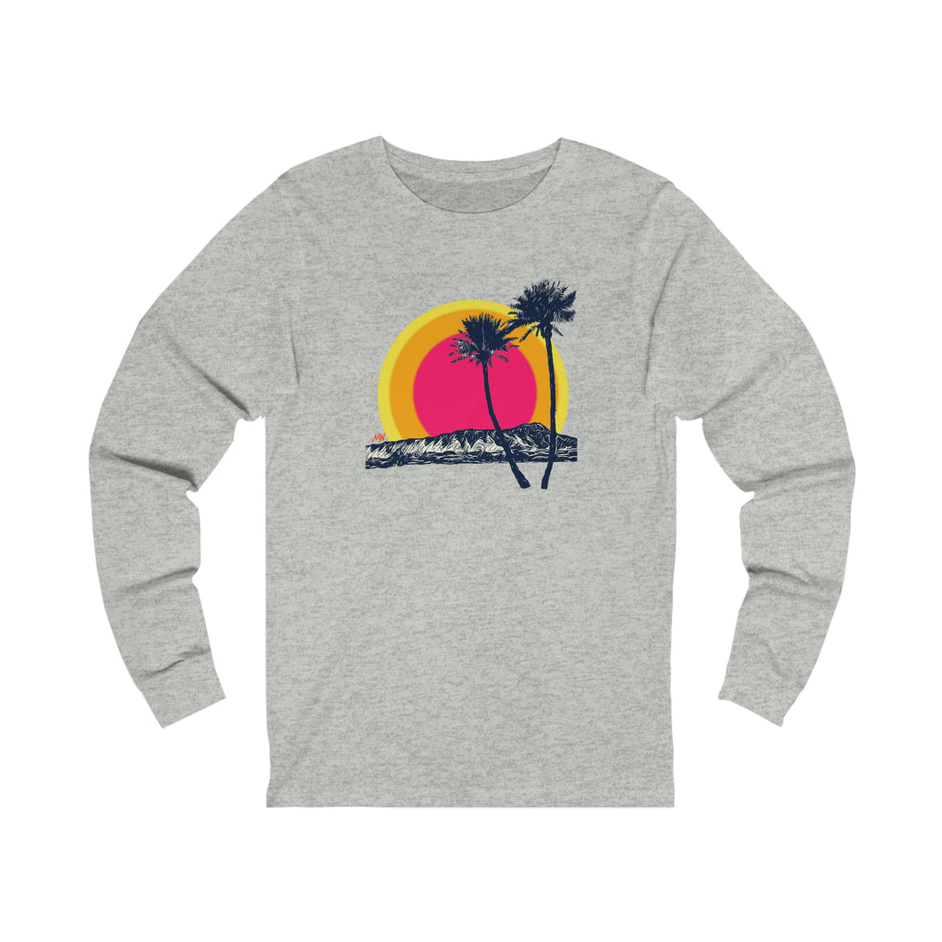 Unisex Long Sleeve Tee: DH Palms Triple Sunset_Front Print