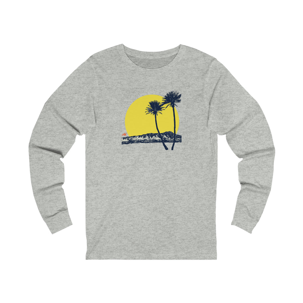 Unisex Long Sleeve Tee: DH Palms Sunset_Front Print